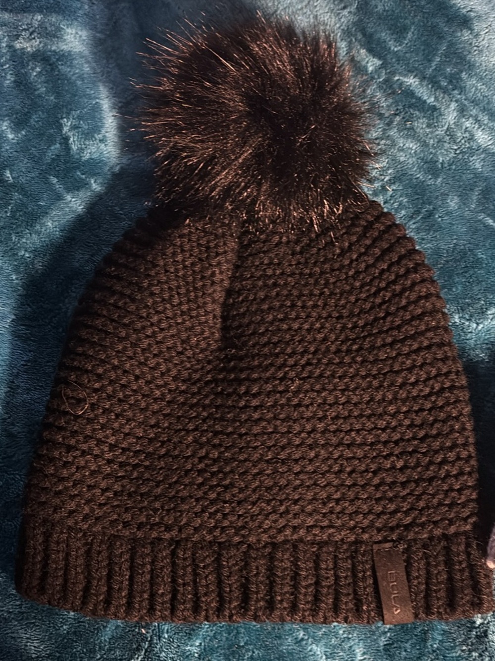 Black Pom Pom Knit Beanie
